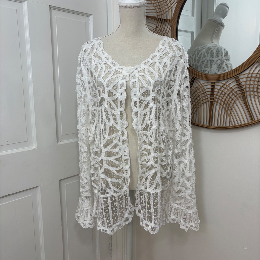 Lisa Lace Open Blouse Shrug 3X Boho Sheer Festival Bridal Coastal Resort NWT